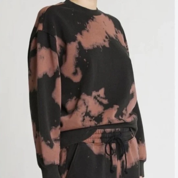 PISTOLA Brown Tie Dye Bleached Crew Neck Pullover Sweatshirt Small - Picture 1 of 6